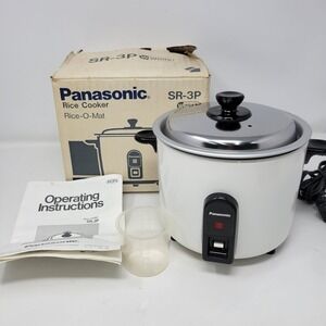 Panasonic Rice Cooker Rice-O-Mat SR-3P White 3 Cup Capacity Vintage with Box